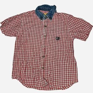 Vintage Duck Head Red Plaid Shirt with Denim Collar (2T)